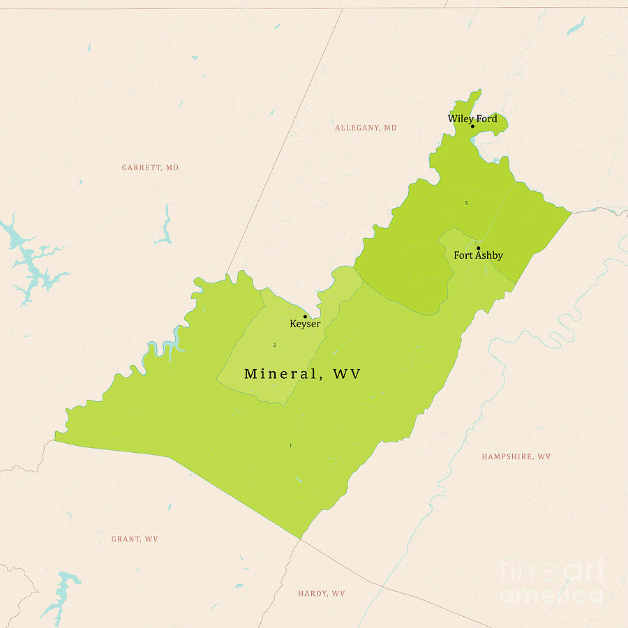 WV Mineral County Vector Map Green Digital Art by Frank Ramspott - Pixels