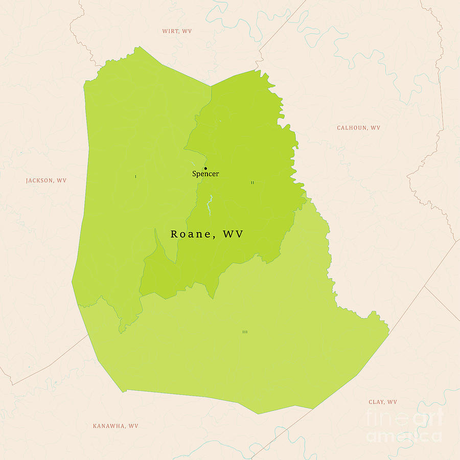 WV Roane County Vector Map Green Digital Art By Frank Ramspott Fine   Wv Roane County Vector Map Green Frank Ramspott 