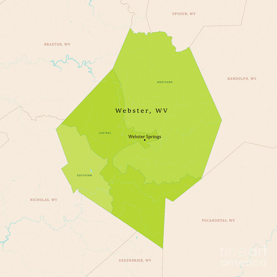 wv-webster-county-vector-map-green-digital-art-by-frank-ramspott-pixels