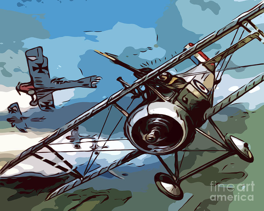 WW1 Aerial Combat Digital Art by F-L Design Co - Fine Art America