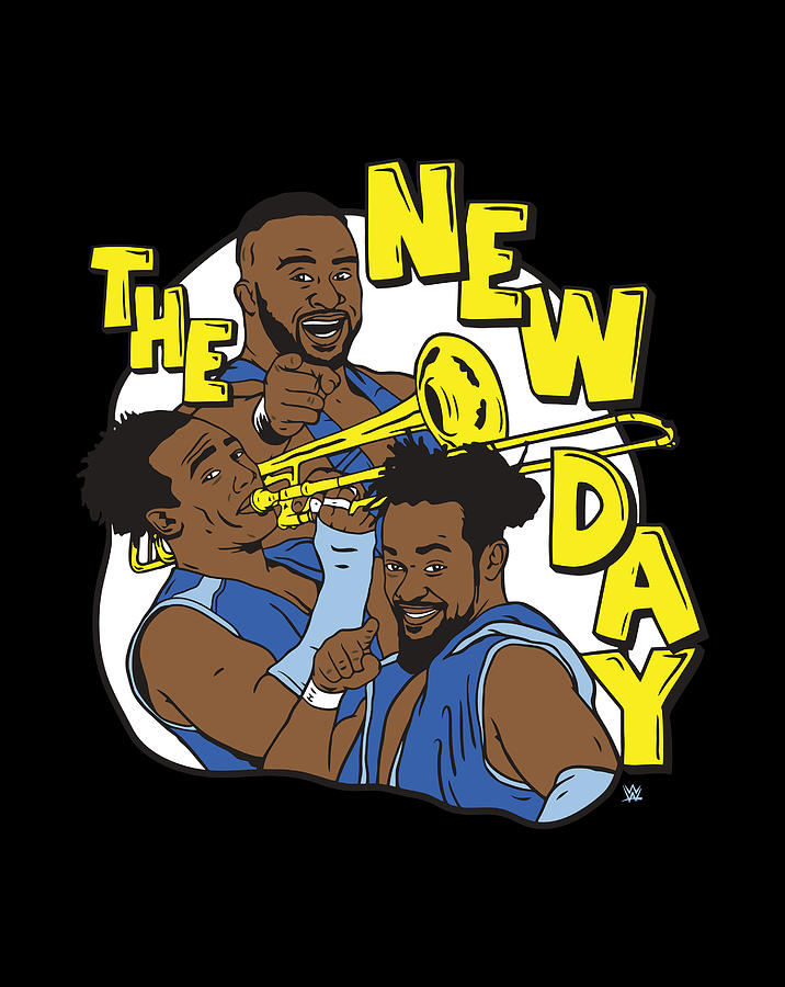 Wwe New Day Group Illustration Drawing by Lucy Wilk