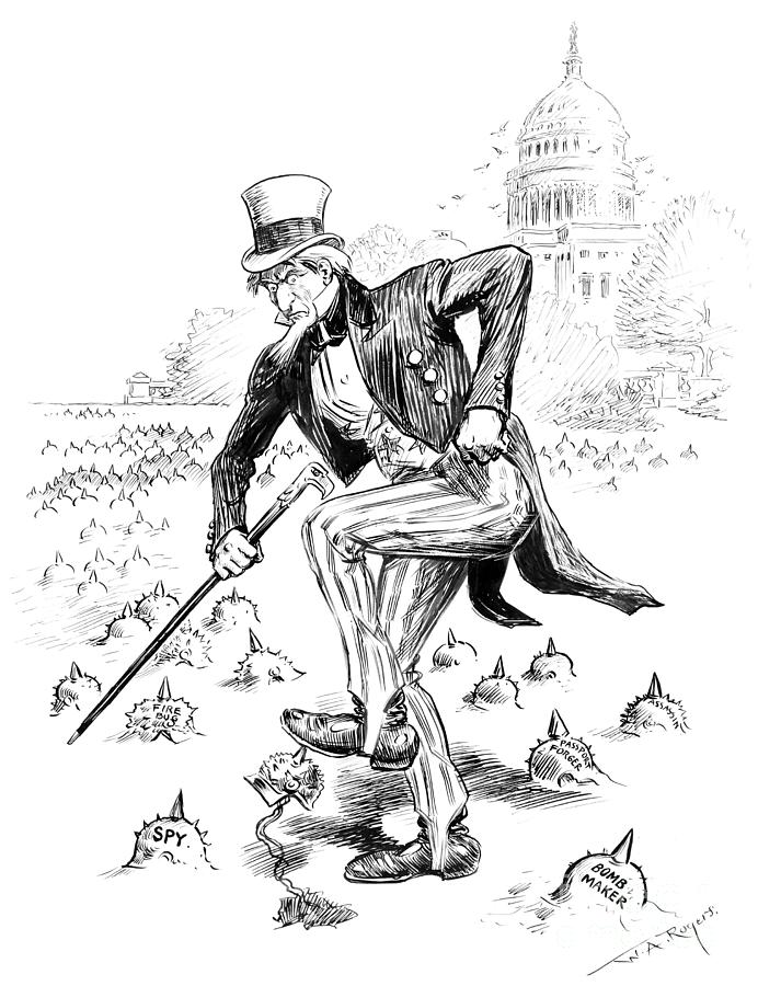 WWI Espionage Cartoon, c1915 Drawing by William A Rogers
