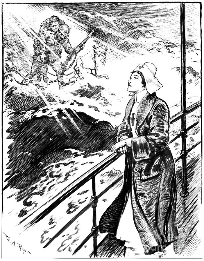 WWI Red Cross, c1916 Drawing by William A Rogers