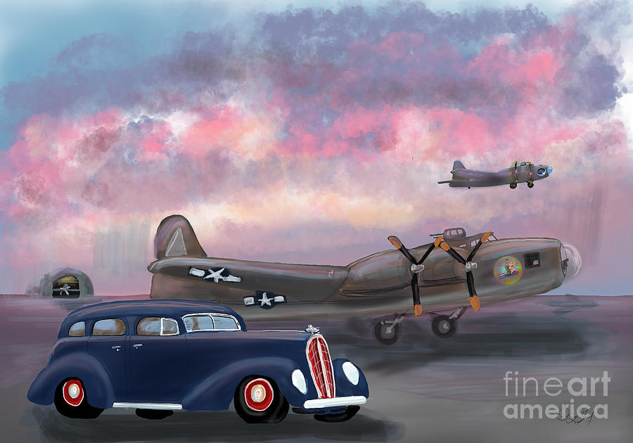 WWII Airfield at Sunset Digital Art by Doug Gist