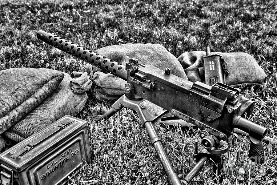 WWII Browning 1919A4 .30 Caliber Light Machine Gun Black And White ...