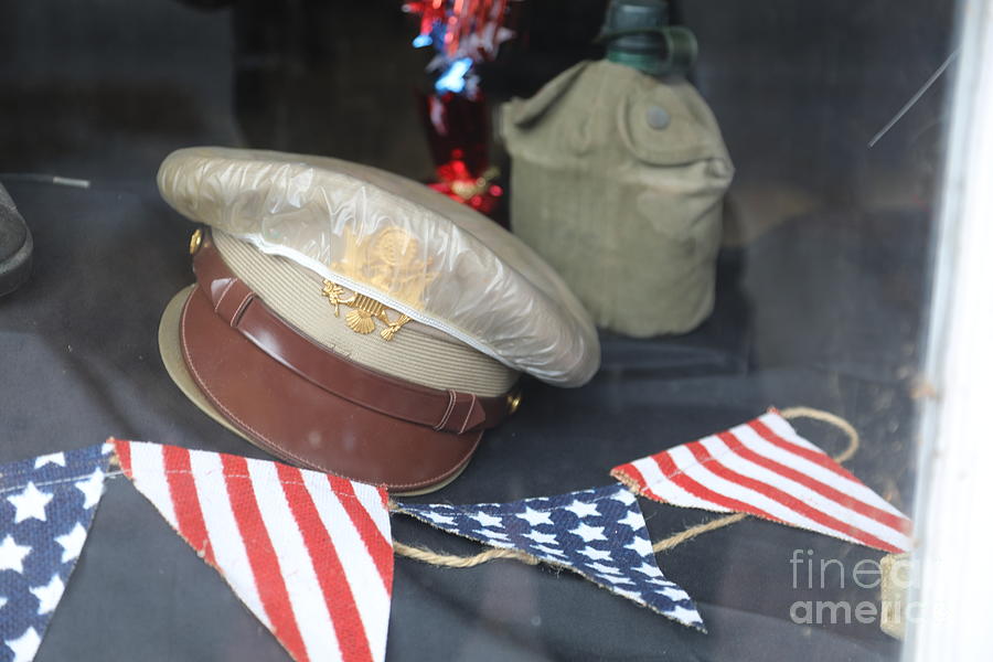 WWII Hat Canteen Stars Stripes  Photograph by Chuck Kuhn