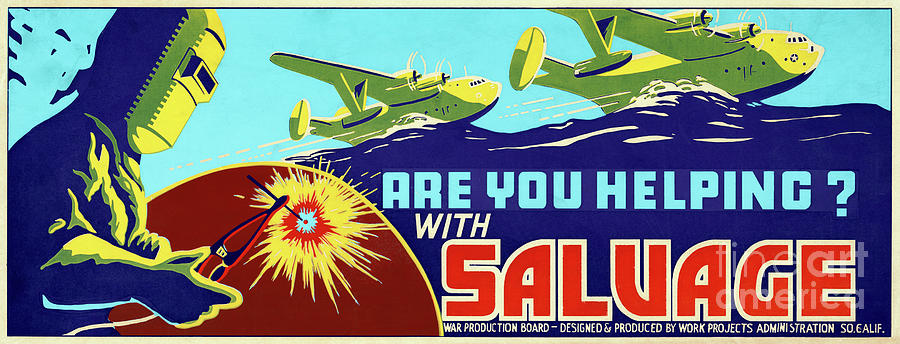 WWII Salvage Poster, c1942 Drawing by Granger