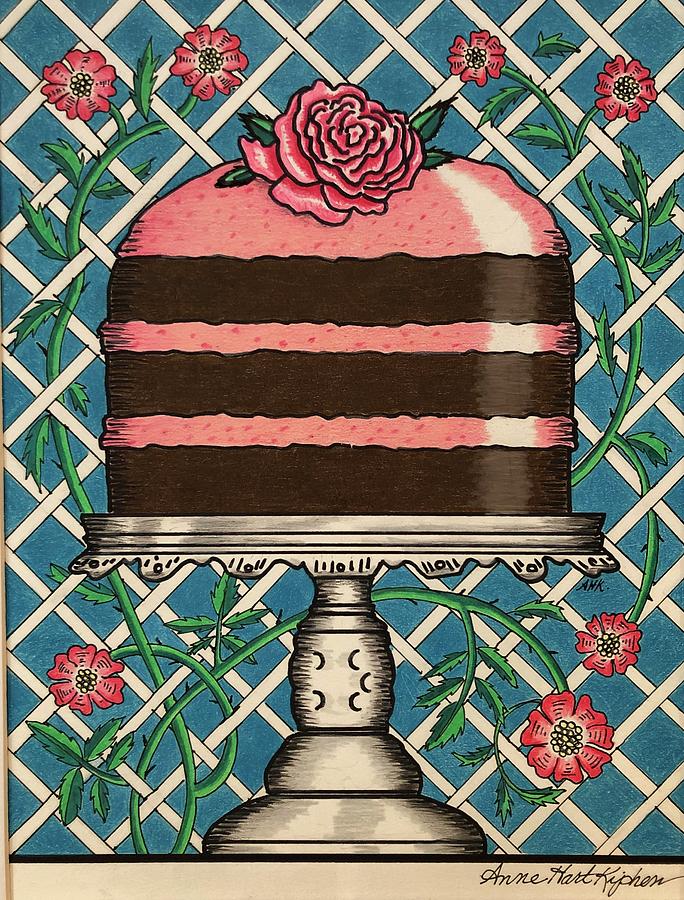Cake Mixed Media - Wyandotte and Rose Cake by Anne Hart Kiphen