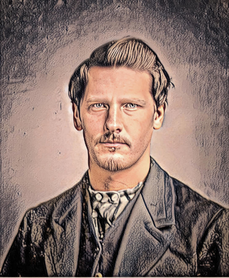 Wyatt Berry Stapp Earp Lawman Drawing v1 Drawing by John Straton - Fine ...