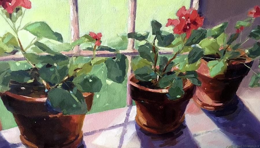 Wyeth Geraniums Painting by Chris Gholson