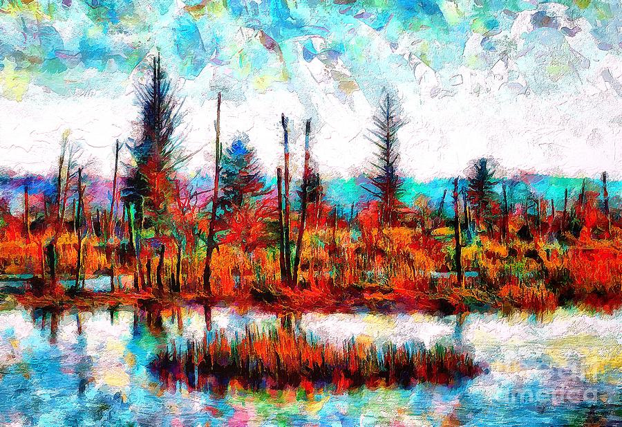 Wylie Slough Wildlife Refuge with Watercolor Effects Photograph by Sea Change Vibes