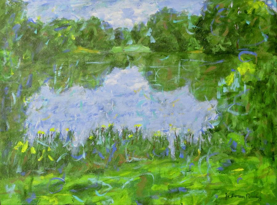 Wyman Park Pond Painting by J Loren Reedy