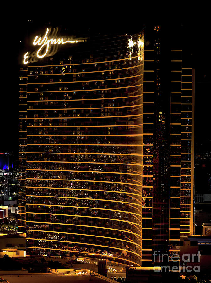 Architecture Photograph - Wynn Las Vegas at Night by David Oppenheimer