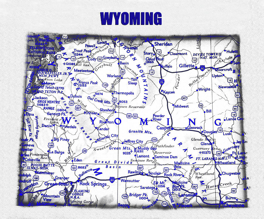 Wyoming blue print work A Digital Art by David Lee Thompson