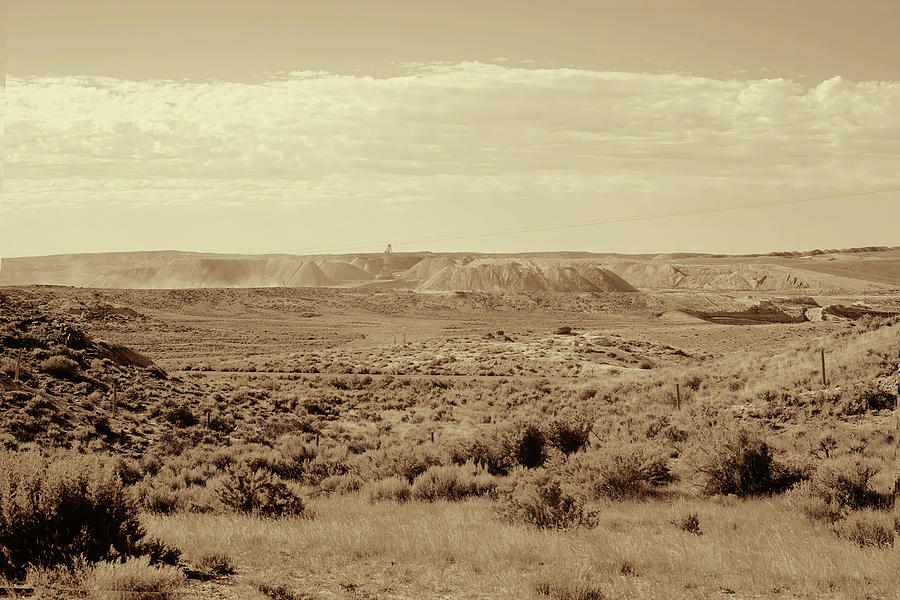 Wyoming Landscape Mining scene Mono Photograph by Cathy Anderson