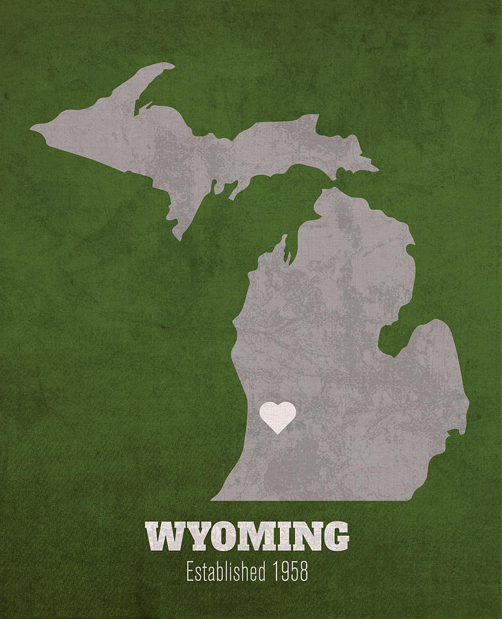 Wyoming Michigan City Map Founded 1958 Michigan State University Color ...