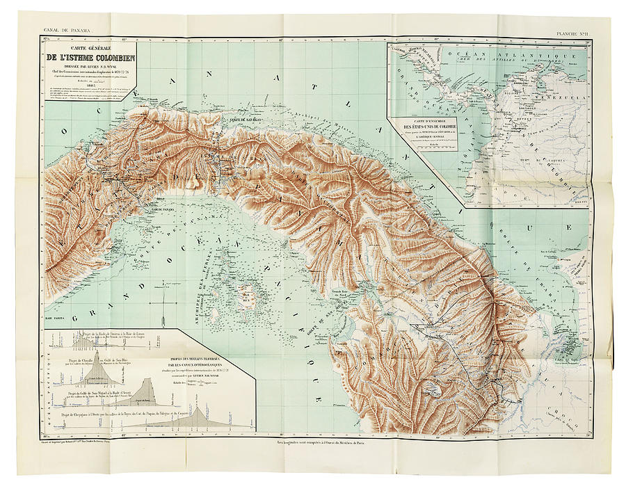 WYSE, Lucien Napoleon Bonaparte 1845-1909. The Panama Canal 2 Drawing ...