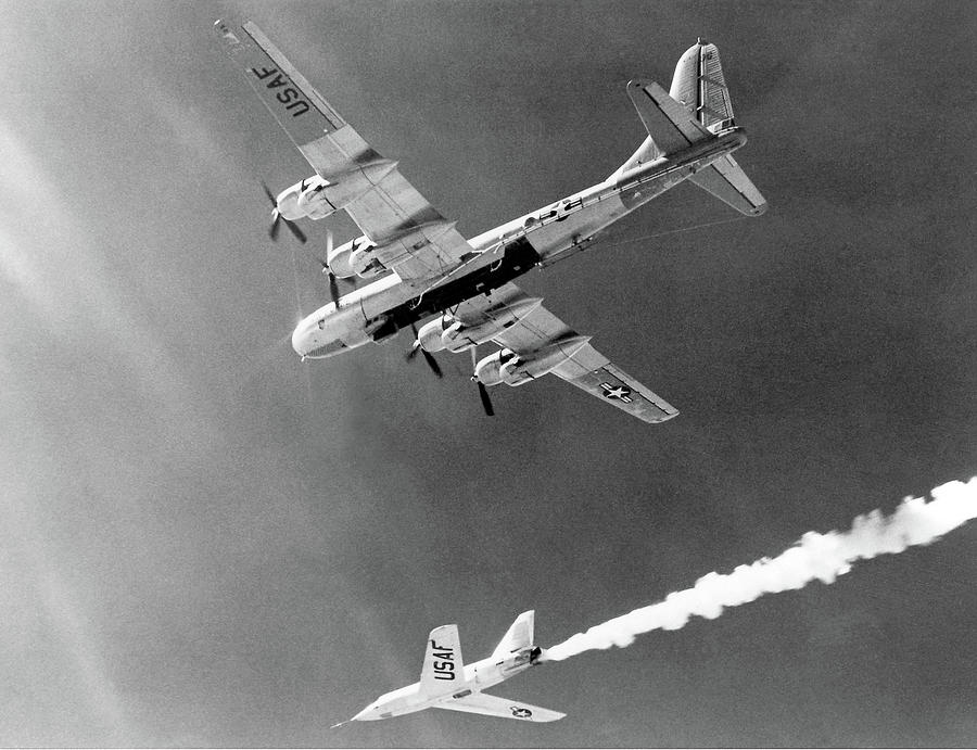 Nasa Photograph - X-2 After Drop from B-50 Mothership by Nasa