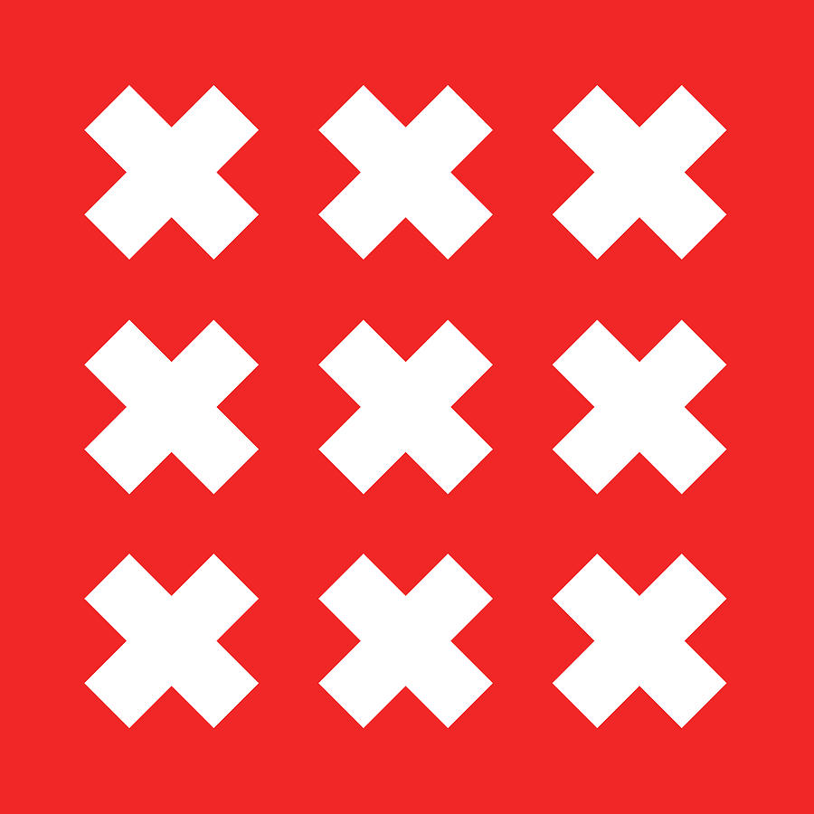 X Cross Pattern 10 - Saltire - Cross Of St. Andrew - Minimal Geometric Pattern - White, Red Digital Art