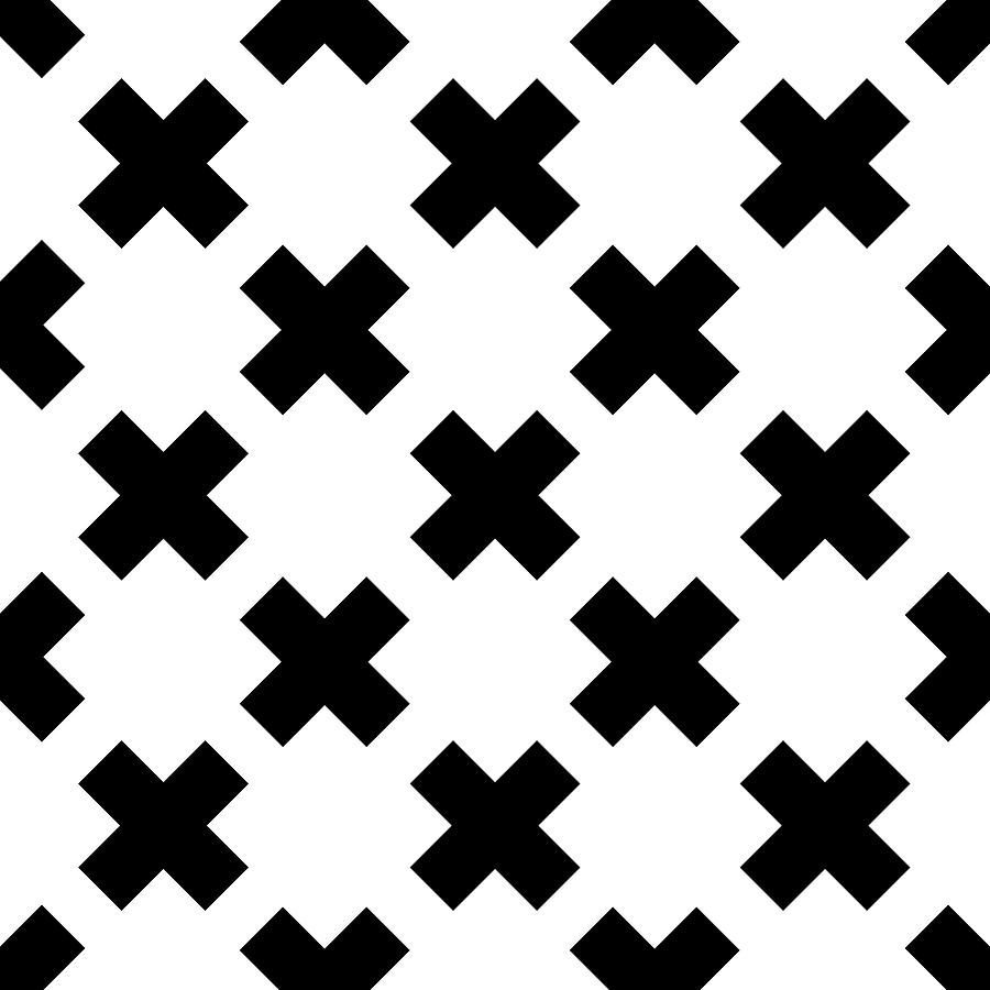 X Cross Pattern 11 - Saltire - Cross Of St. Andrew - Minimal Geometric Pattern - Black Digital Art