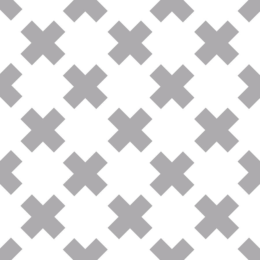 X Cross Pattern 13 - Saltire - Cross Of St. Andrew - Minimal Geometric Pattern - Grey Digital Art
