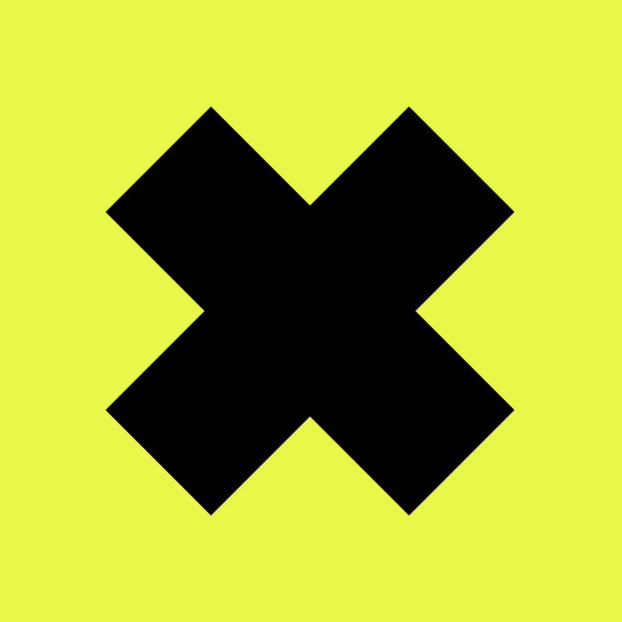 X Cross Pattern 5 - Saltire - Cross Of St. Andrew - Minimal Geometric Pattern - Black, Yellow Digital Art