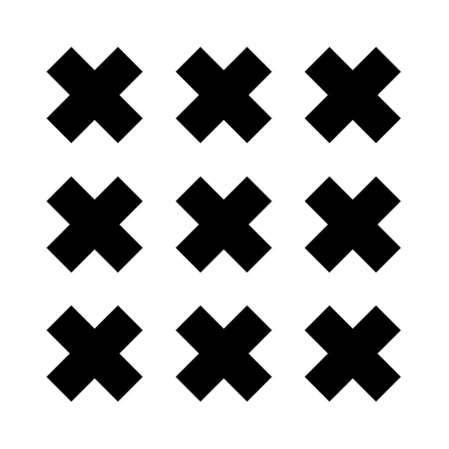 X Cross Pattern 7 - Saltire - Cross Of St. Andrew - Minimal Geometric Pattern - Black Digital Art