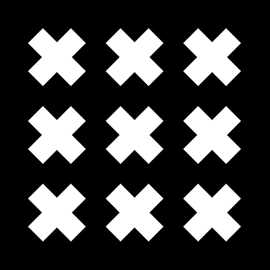 X Cross Pattern 8 - Saltire - Cross Of St. Andrew - Minimal Geometric Pattern - White, Black Digital Art