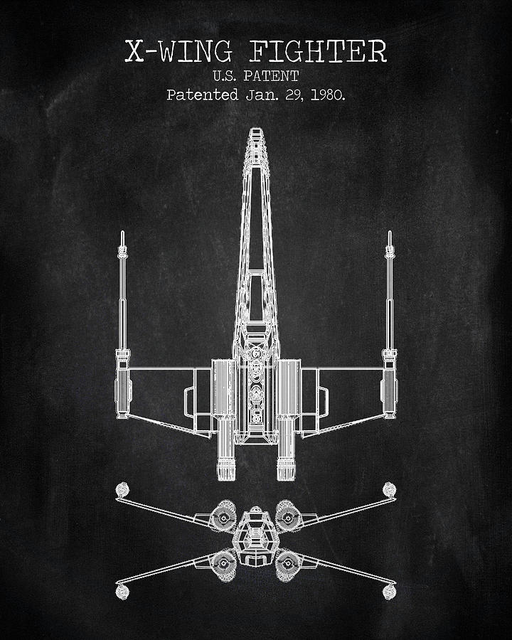Star Wars Digital Art - X wing chalkboard patent by Dennson Creative