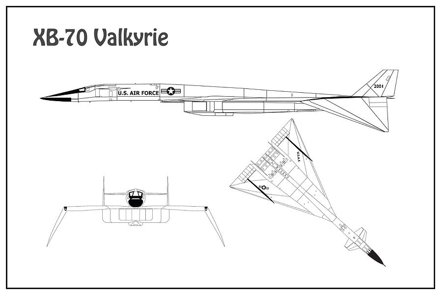 XB-70 Valkyrie - Airplane Blueprint. Drawing Plans Schematics - Drawing ...