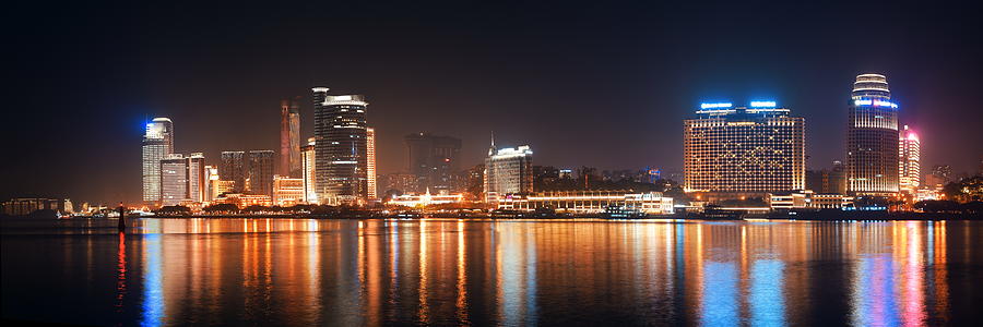 Xiamen Urban buildings at night Photograph by Songquan Deng