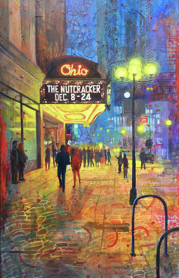 Xmas Time at the Ohio Theater Painting by Robie Benve
