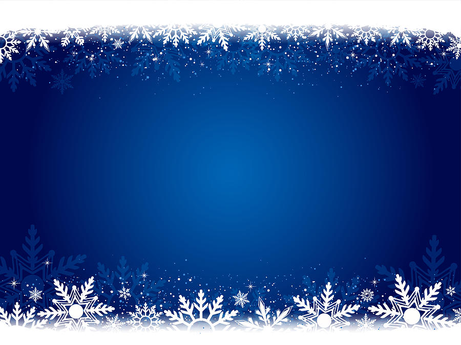 Xmas vector background in dark blue color with white snowflakes at top and bottom. Drawing by Desifoto 
