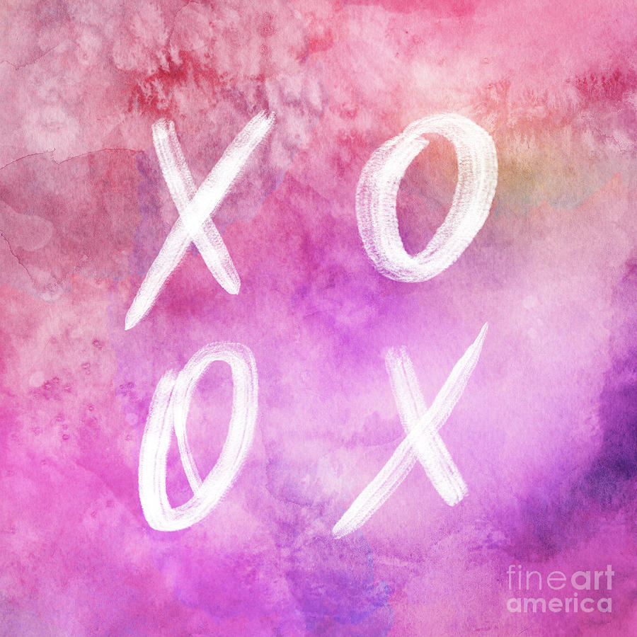 XOXO pink watercolor Painting by Delphimages Photo Creations