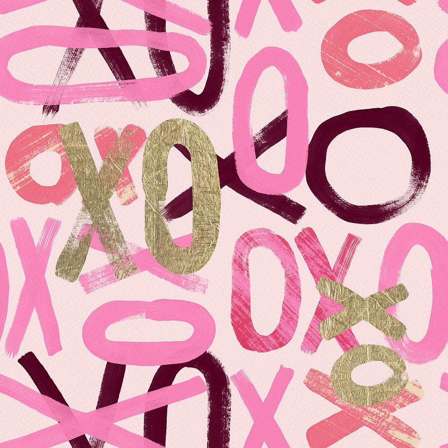 XOXO Valentines Day Pattern - Art by Jen Montgomery Painting by Jen Montgomery