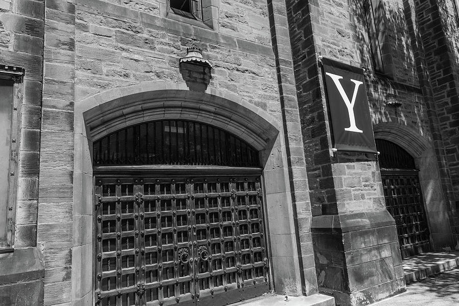 Y banner at Yale University in black and white Photograph by Eldon McGraw