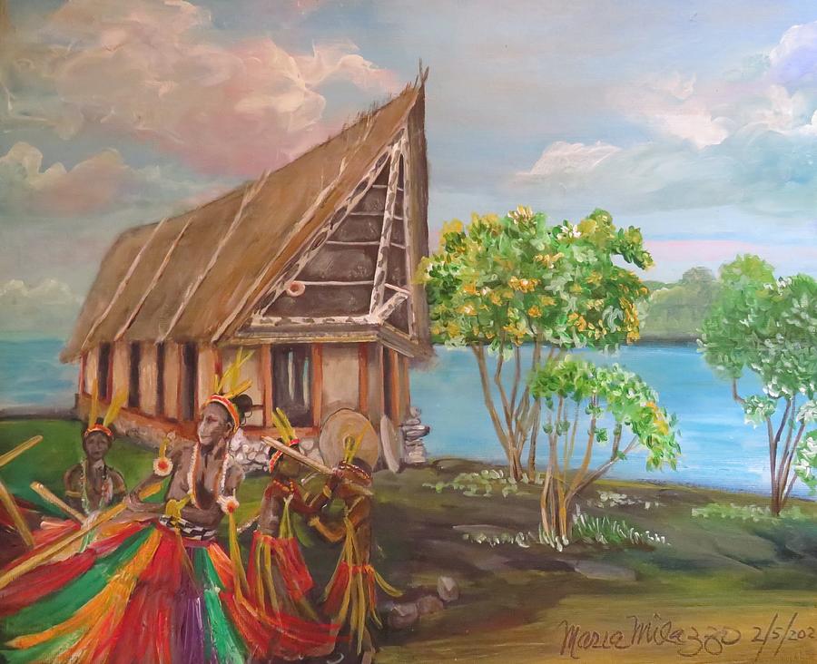 Y for Yap Island Churu Dance Painting by Maria Milazzo - Fine Art America