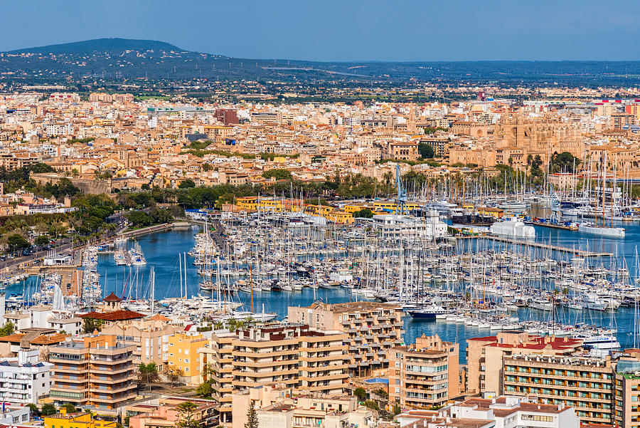 yacht harbor and view to the city Palma de Mallorca Photograph by Kerrick