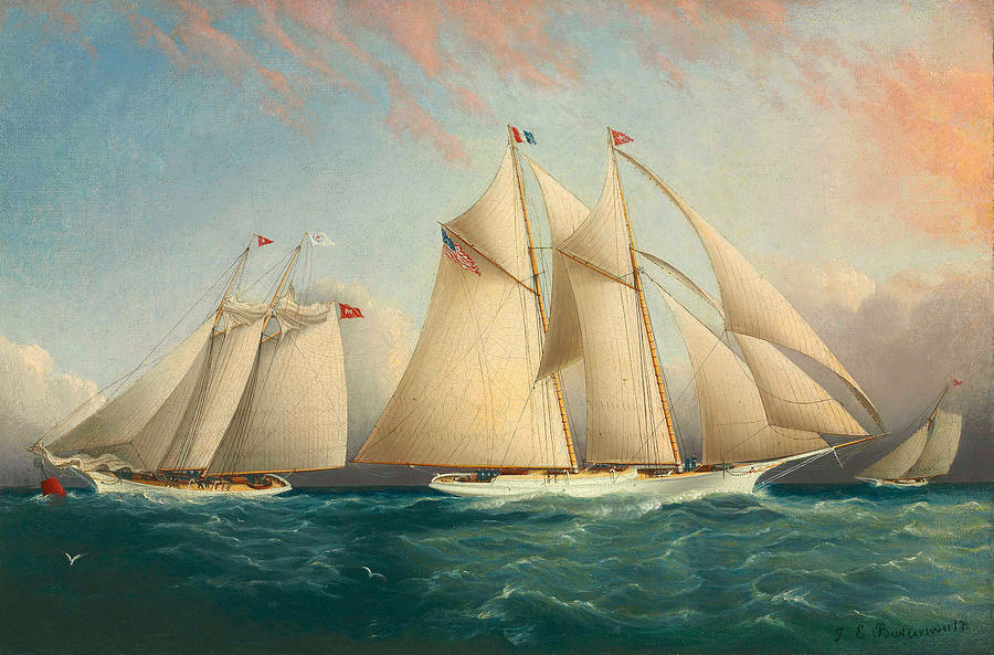 Yacht Julia Racing Painting by James Edward Buttersworth