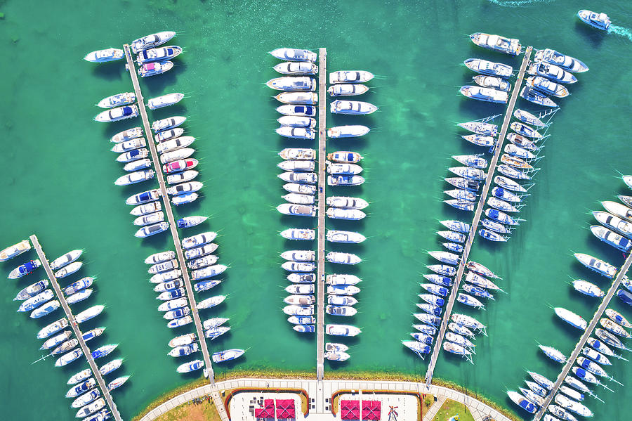 Yachting club and marina aerial view, Novigrad Istarski Photograph by Brch Photography