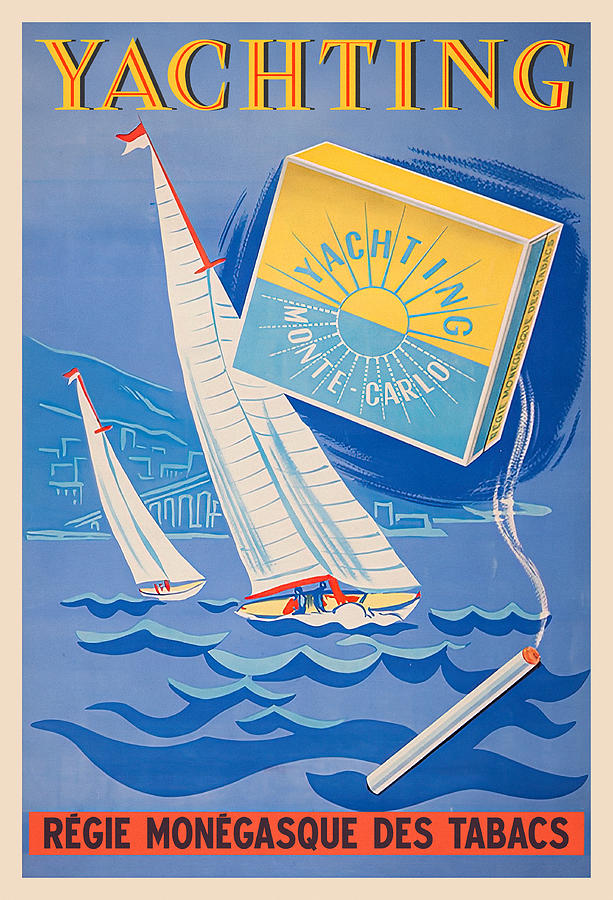Vintage Painting - Yachting in Monaco by Murellos Design