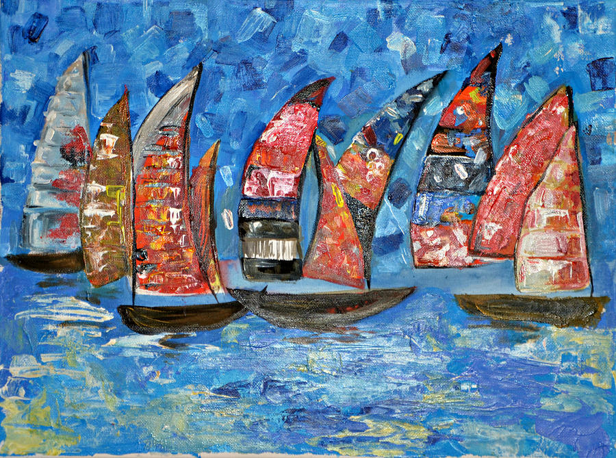 Yachting to new horizons Painting by Shreya Sen