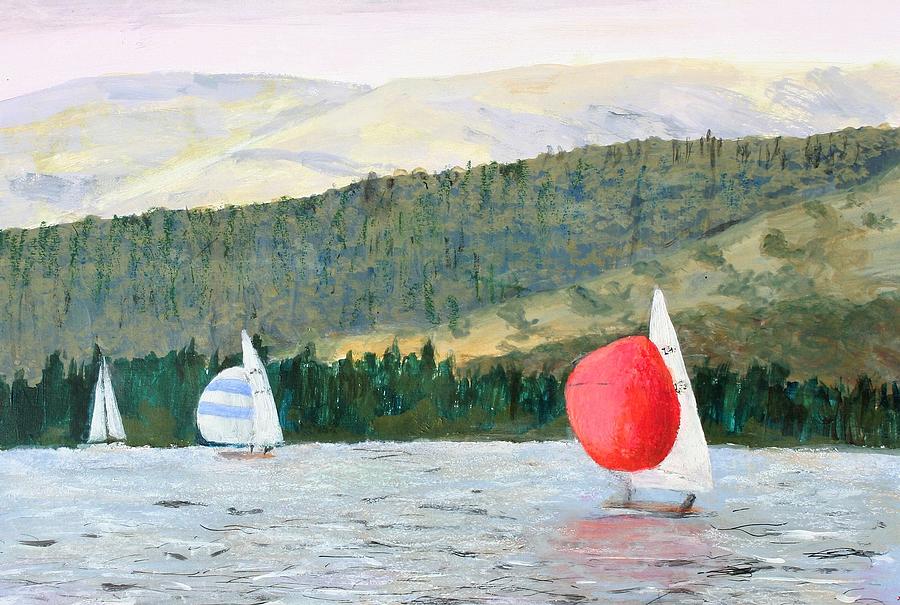 Yachts on Lake Coniston Painting by Nigel Radcliffe