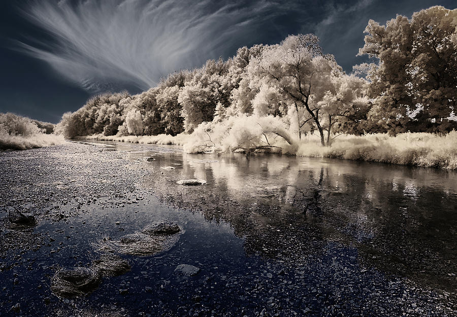 Yahara Dreamscape - Yahara river near Stoughton WI shot in infrared spectrum Photograph by Peter Herman