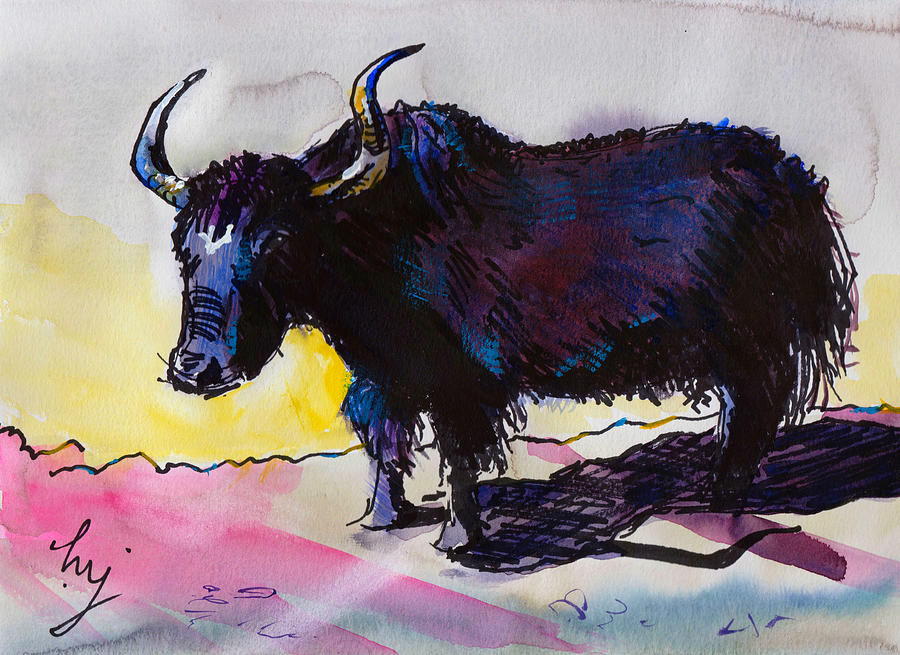 Yak painting Painting by Mike Jory