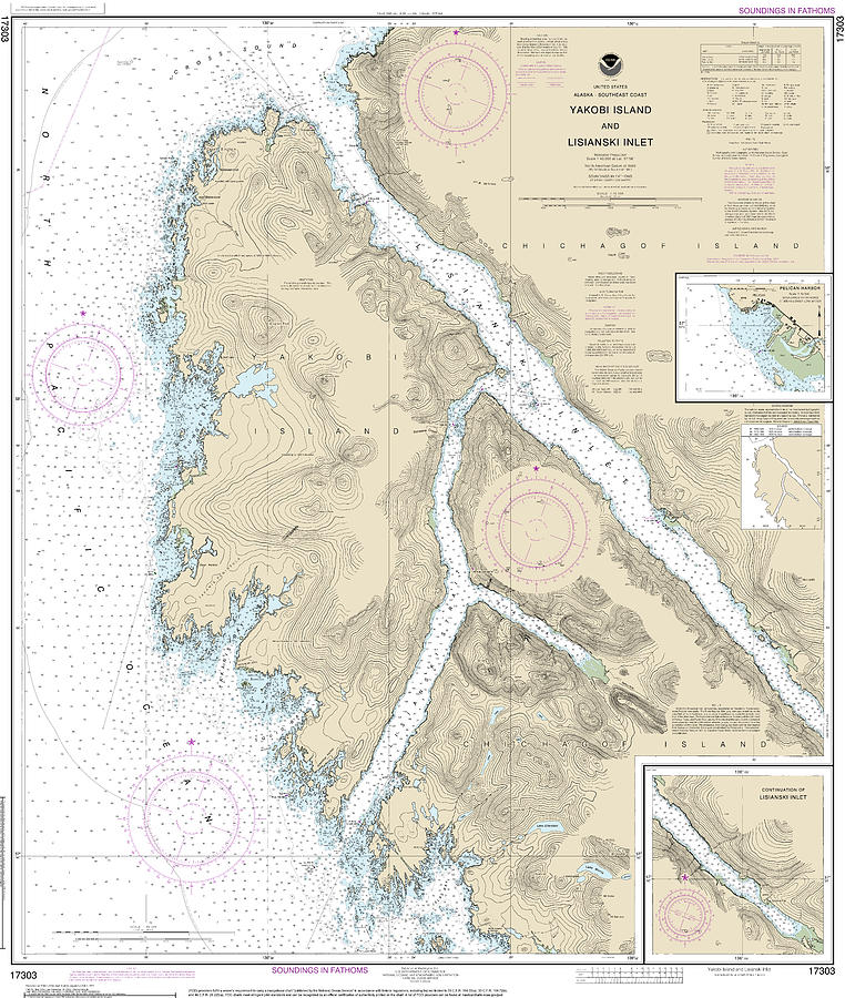 Yakobi Island and Lisianski Inlet Nautical Chart 17303 Digital Art by ...