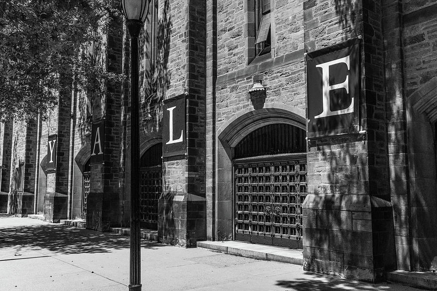 Yale banner at Yale University in black and white Photograph by Eldon McGraw