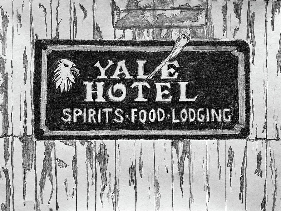 Yale Hotel Sign 020924 Drawing by Mary Bedy