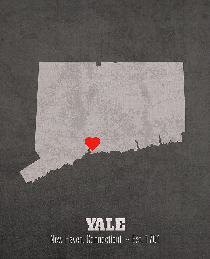 Yale University Mixed Media - Yale University New Haven Connecticut Founded Date Heart Map by Design Turnpike