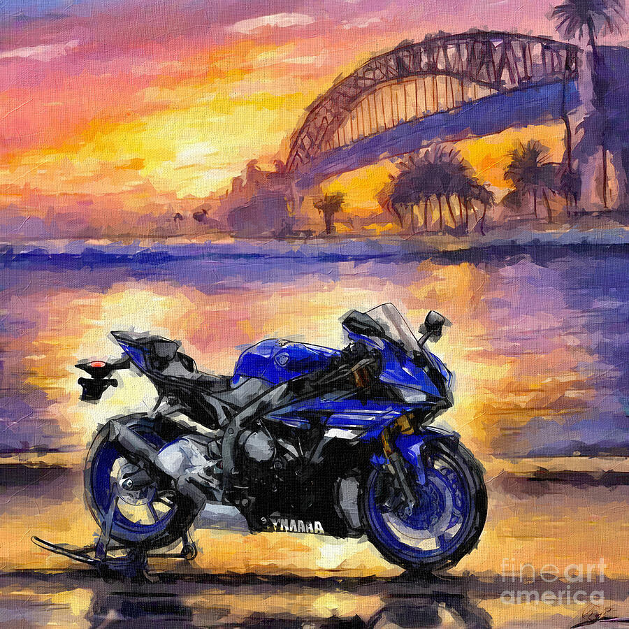 Yamaha Yzf R1M 2018 Sportbike New R1 Sunset Painting by Edgar Dorice ...